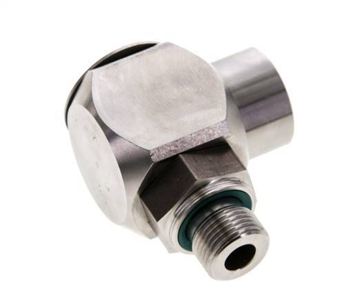 G 3/8'' M/F Stainless steel 90 deg Elbow Swivel Joint High-pressure 400 Bar - Hydraulic