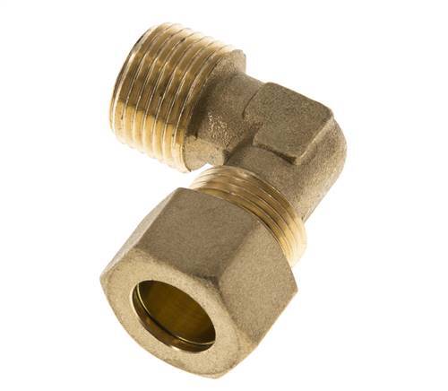 R 1/2'' Male x 14mm Brass 90 deg Elbow Compression Fitting 89 Bar DIN EN 1254-2