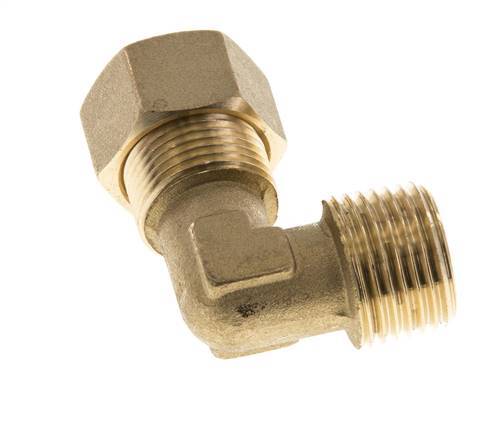 R 1/2'' Male x 15mm Brass 90 deg Elbow Compression Fitting 82 Bar DIN EN 1254-2
