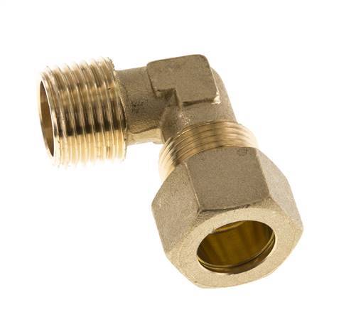 R 1/2'' Male x 15mm Brass 90 deg Elbow Compression Fitting 82 Bar DIN EN 1254-2