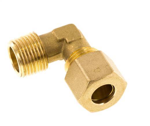 R 3/8'' Male x 10mm Brass 90 deg Elbow Compression Fitting 95 Bar DIN EN 1254-2