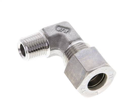 1/4'' NPT Male x 12L Stainless steel 90 deg Elbow Compression Fitting 315 Bar DIN 2353