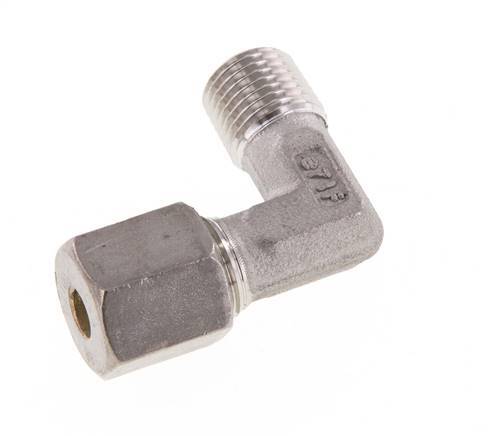 R 1/4'' Male x 6S Stainless steel 90 deg Elbow Compression Fitting 630 Bar DIN 2353