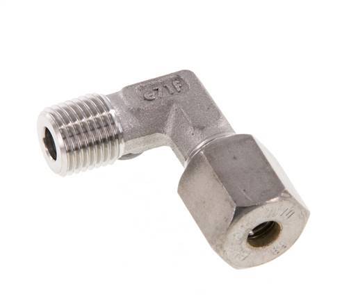R 1/4'' Male x 6S Stainless steel 90 deg Elbow Compression Fitting 630 Bar DIN 2353