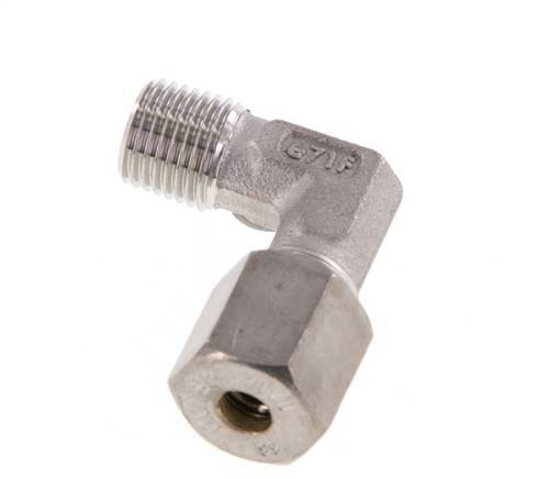 R 1/4'' Male x 6S Stainless steel 90 deg Elbow Compression Fitting 630 Bar DIN 2353
