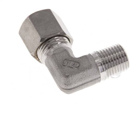 R 1/4'' Male x 8S Stainless steel 90 deg Elbow Compression Fitting 630 Bar DIN 2353