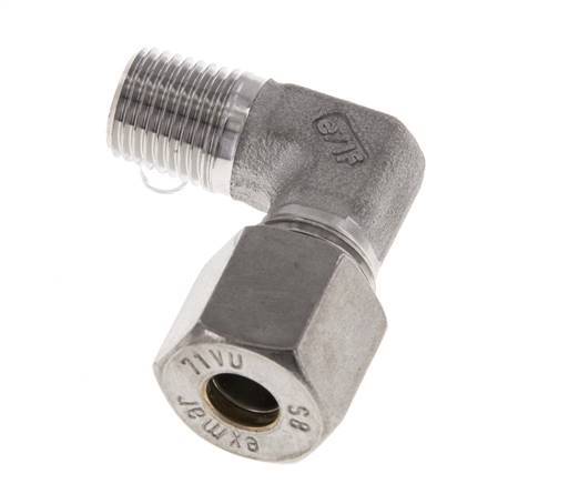 R 1/4'' Male x 8S Stainless steel 90 deg Elbow Compression Fitting 630 Bar DIN 2353