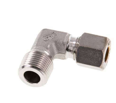 R 3/8'' Male x 8L Stainless steel 90 deg Elbow Compression Fitting 315 Bar DIN 2353