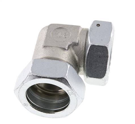 M52x2 x 42L Zinc plated Steel Adjustable 90 deg Elbow Fitting with Sealing cone and O-ring 160 Bar DIN 2353