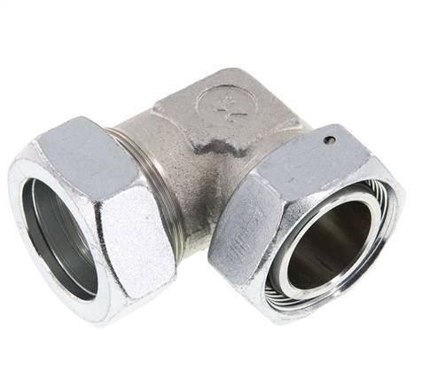 M52x2 x 42L Zinc plated Steel Adjustable 90 deg Elbow Fitting with Sealing cone and O-ring 160 Bar DIN 2353