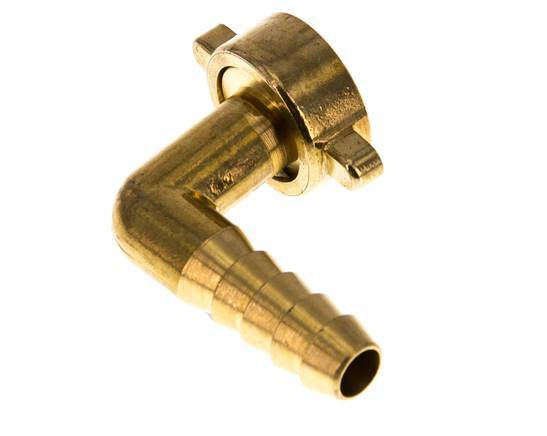 G 1/2'' x 10mm Brass 90 deg Elbow Hose barb with NBR Seal and Wing Nut 16 Bar