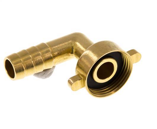 G 3/4'' x 13mm Brass 90 deg Elbow Hose barb with NBR Seal and Wing Nut 16 Bar