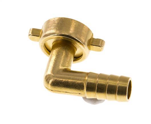 G 3/4'' x 13mm Brass 90 deg Elbow Hose barb with NBR Seal and Wing Nut 16 Bar