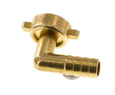 G 3/4'' x 13mm Brass 90 deg Elbow Hose barb with NBR Seal and Wing Nut 16 Bar