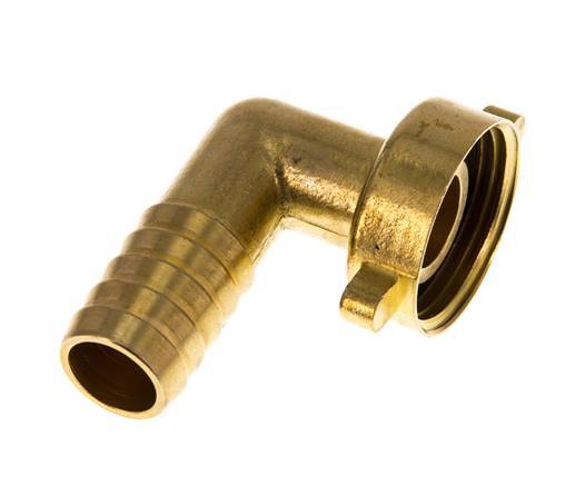 G 1'' x 19mm Brass 90 deg Elbow Hose barb with NBR Seal and Wing Nut 16 Bar