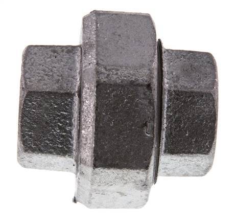 Rp 3/4'' Zinc plated Cast iron Double Nipple 3-pieces with Conically sealing 25 Bar
