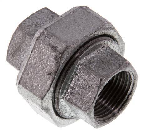 Rp 3/4'' Zinc plated Cast iron Double Nipple 3-pieces with Conically sealing 25 Bar