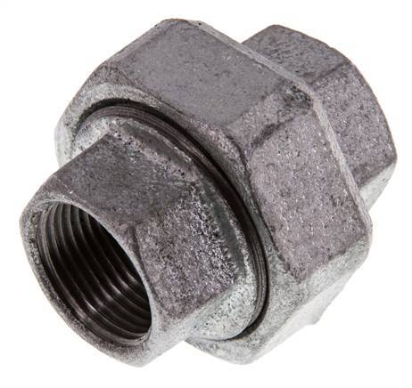 Rp 3/4'' Zinc plated Cast iron Double Nipple 3-pieces with Conically sealing 25 Bar