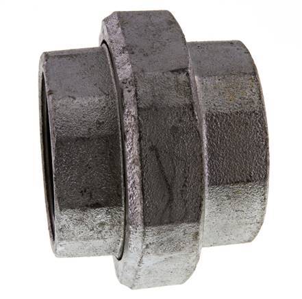 Rp 2 1/2'' Zinc plated Cast iron Double Nipple 3-pieces with Conically sealing 25 Bar