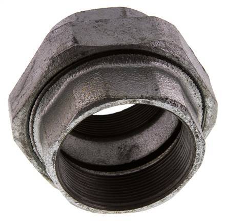 Rp 2 1/2'' Zinc plated Cast iron Double Nipple 3-pieces with Conically sealing 25 Bar