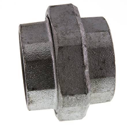 Rp 2 1/2'' Zinc plated Cast iron Double Nipple 3-pieces with Conically sealing 25 Bar