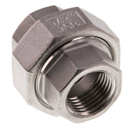 Rp 1/2'' Stainless steel Double Nipple 3-pieces with Conically sealing 16 Bar