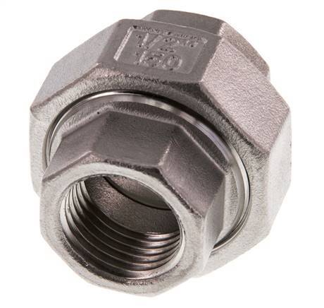 Rp 1/2'' Stainless steel Double Nipple 3-pieces with Conically sealing 16 Bar