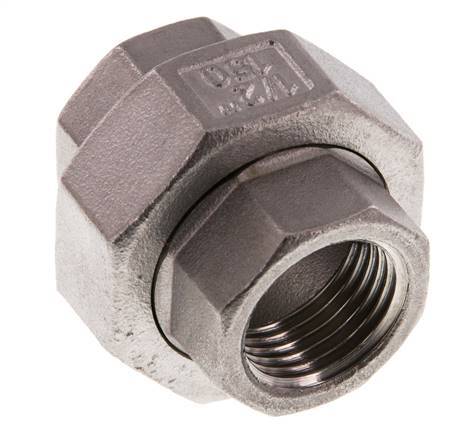 Rp 1/2'' Stainless steel Double Nipple 3-pieces with Conically sealing 16 Bar