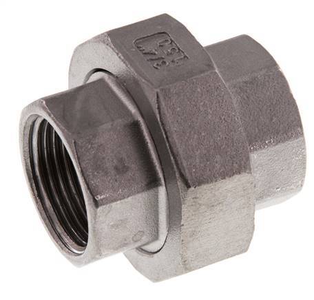 Rp 3/4'' Stainless steel Double Nipple 3-pieces with Conically sealing 16 Bar