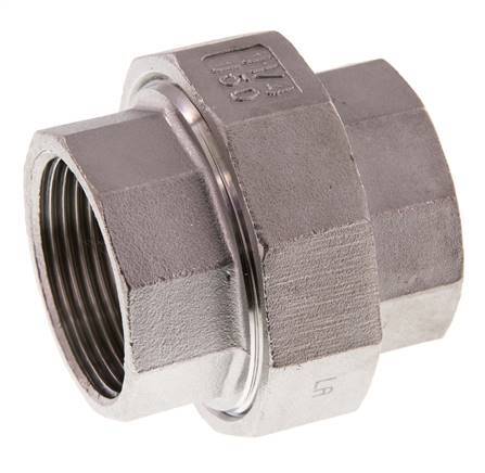 Rp 1 1/4'' Stainless steel Double Nipple 3-pieces with Conically sealing 16 Bar