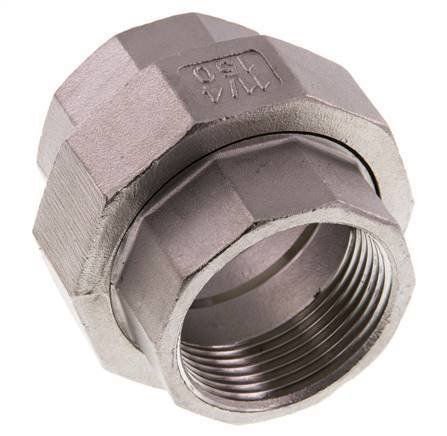 Rp 1 1/4'' Stainless steel Double Nipple 3-pieces with Conically sealing 16 Bar