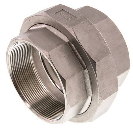 Rp 3'' Stainless steel Double Nipple 3-pieces with Conically sealing 16 Bar