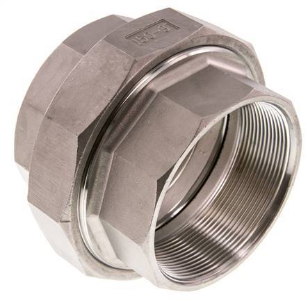 Rp 3'' Stainless steel Double Nipple 3-pieces with Conically sealing 16 Bar