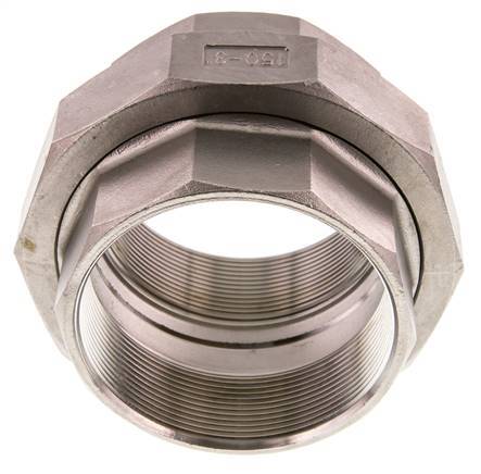 Rp 3'' Stainless steel Double Nipple 3-pieces with Conically sealing 16 Bar