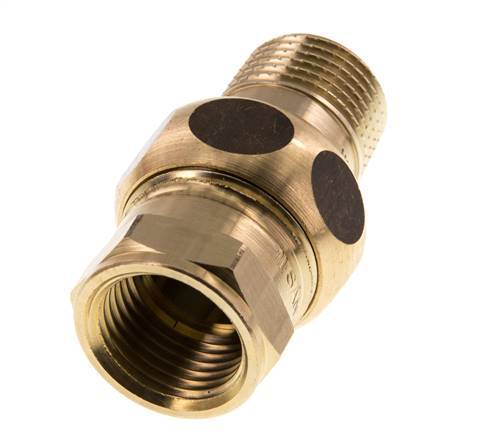 Rp 1/2'' x R 1/2'' F/M Brass Double Nipple 3-pieces with Flat sealing 16 Bar