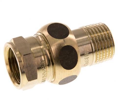 Rp 1/2'' x R 1/2'' F/M Brass Double Nipple 3-pieces with Flat sealing 16 Bar