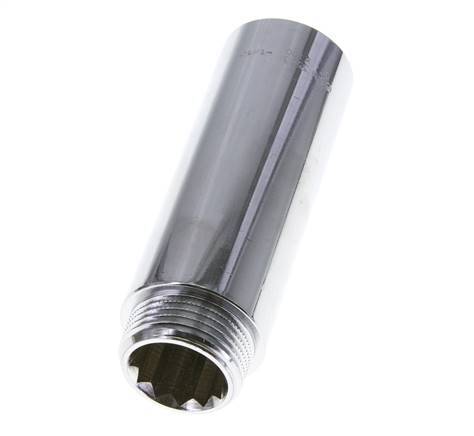 G 1'' F/M Chromium plated Brass Extension DIN 3523 - 100 mm