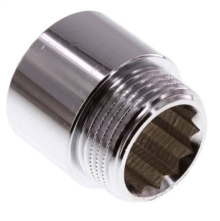 G 1'' F/M Chromium plated Brass Extension DIN 3523 - 25 mm