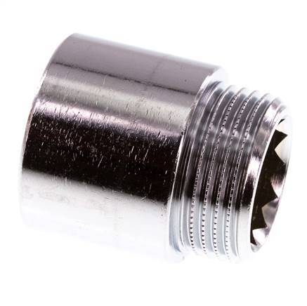 G 1'' F/M Chromium plated Brass Extension DIN 3523 - 30 mm