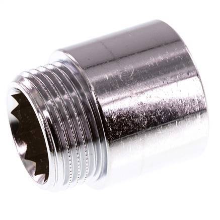 G 1'' F/M Chromium plated Brass Extension DIN 3523 - 30 mm