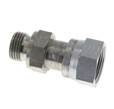 UNS 1''-14 x G 1/2'' F/M Zinc plated Steel Reducing Adapter ORFS 400 Bar - Hydraulic