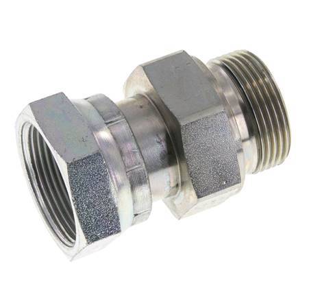 UN 1-11/16''-12 x G 1 1/4'' F/M Zinc plated Steel Reducing Adapter ORFS 250 Bar - Hydraulic