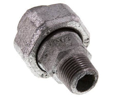 Rp 1/2'' x R 1/2'' F/M Zinc plated Cast iron Double Nipple 3-pieces with Conically sealing 25 Bar
