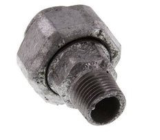 Rp 1/2'' x R 1/2'' F/M Zinc plated Cast iron Double Nipple 3-pieces with Flat sealing 25 Bar