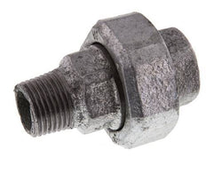 Rp 1/2'' x R 1/2'' F/M Zinc plated Cast iron Double Nipple 3-pieces with Flat sealing 25 Bar