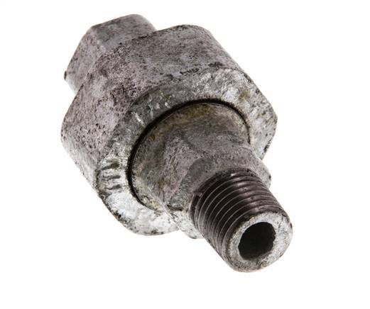 Rp 1/4'' x R 1/4'' F/M Zinc plated Cast iron Double Nipple 3-pieces with Conically sealing 25 Bar