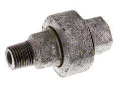 Rp 1/4'' x R 1/4'' F/M Zinc plated Cast iron Double Nipple 3-pieces with Conically sealing 25 Bar