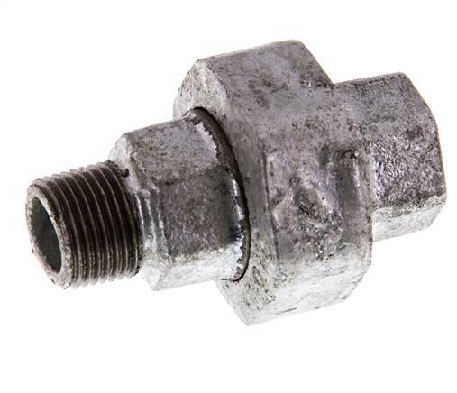 Rp 3/8'' x R 3/8'' F/M Zinc plated Cast iron Double Nipple 3-pieces with Conically sealing 25 Bar