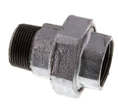 Rp 1 1/4'' x R 1 1/4'' F/M Zinc plated Cast iron Double Nipple 3-pieces with Flat sealing 25 Bar