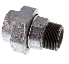 Rp 1 1/4'' x R 1 1/4'' F/M Zinc plated Cast iron Double Nipple 3-pieces with Flat sealing 25 Bar